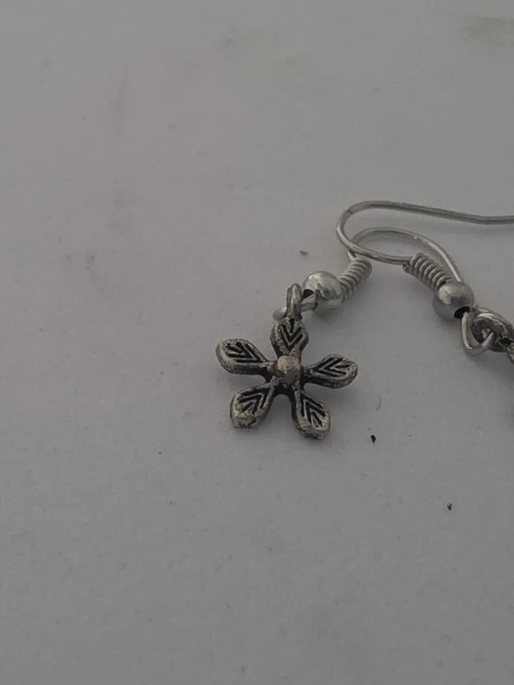 Silver Floral Drop Earrings - Leaf Petal Design